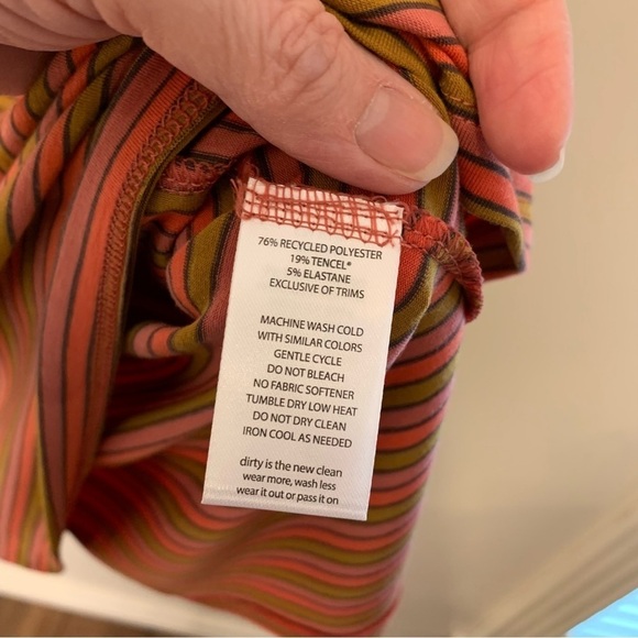 Toad & Co Swifty Tank Dress w pockets in coral, pink, green stripe.‎ Size Medium - Picture 10 of 10